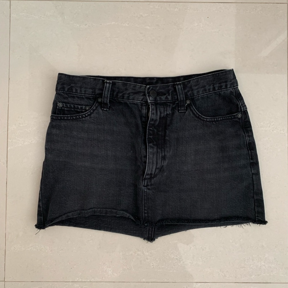 Free People Black Jean Skirt